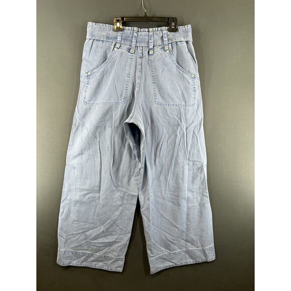 NWOT Free People We The Free Sloane Belted Pants Size Large Blue - Picture 4 of 7